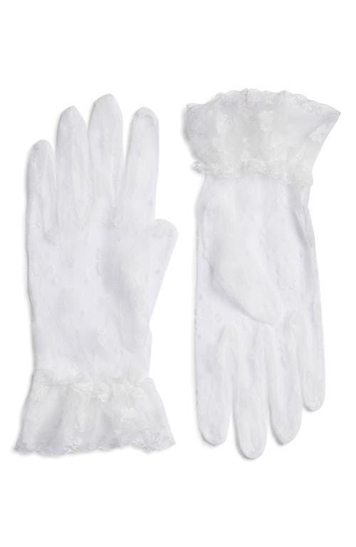 High Heel Jungle Emily Floral Lace Gloves In White