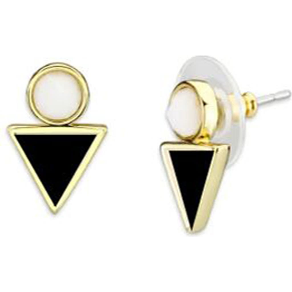 Covet Circle Triangle Stud Earrings In Gold