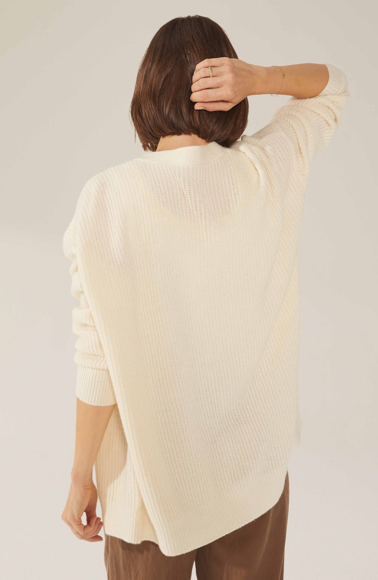 Italic Billie Chunky Oversized Cashmere Cardigan, Alternate, color, Ivory