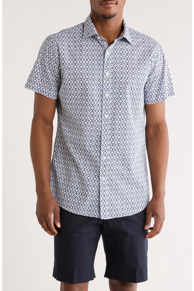 Hodderville Sports Fit Button-Up Shirt, Main, color, OCEAN