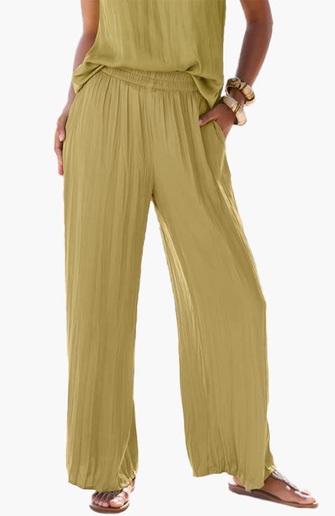 Flowy Textured Pull On Pants
