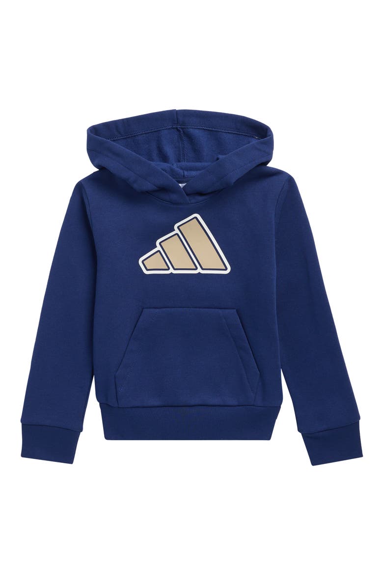 Kids' 2 Color Logo Fleece Hoodie, Main, color, DARK BLUE