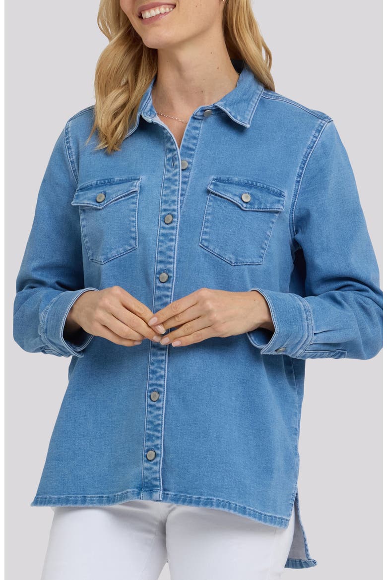 Oversize Denim Button-Up Shirt, Main, color, LIGHT INDIGO