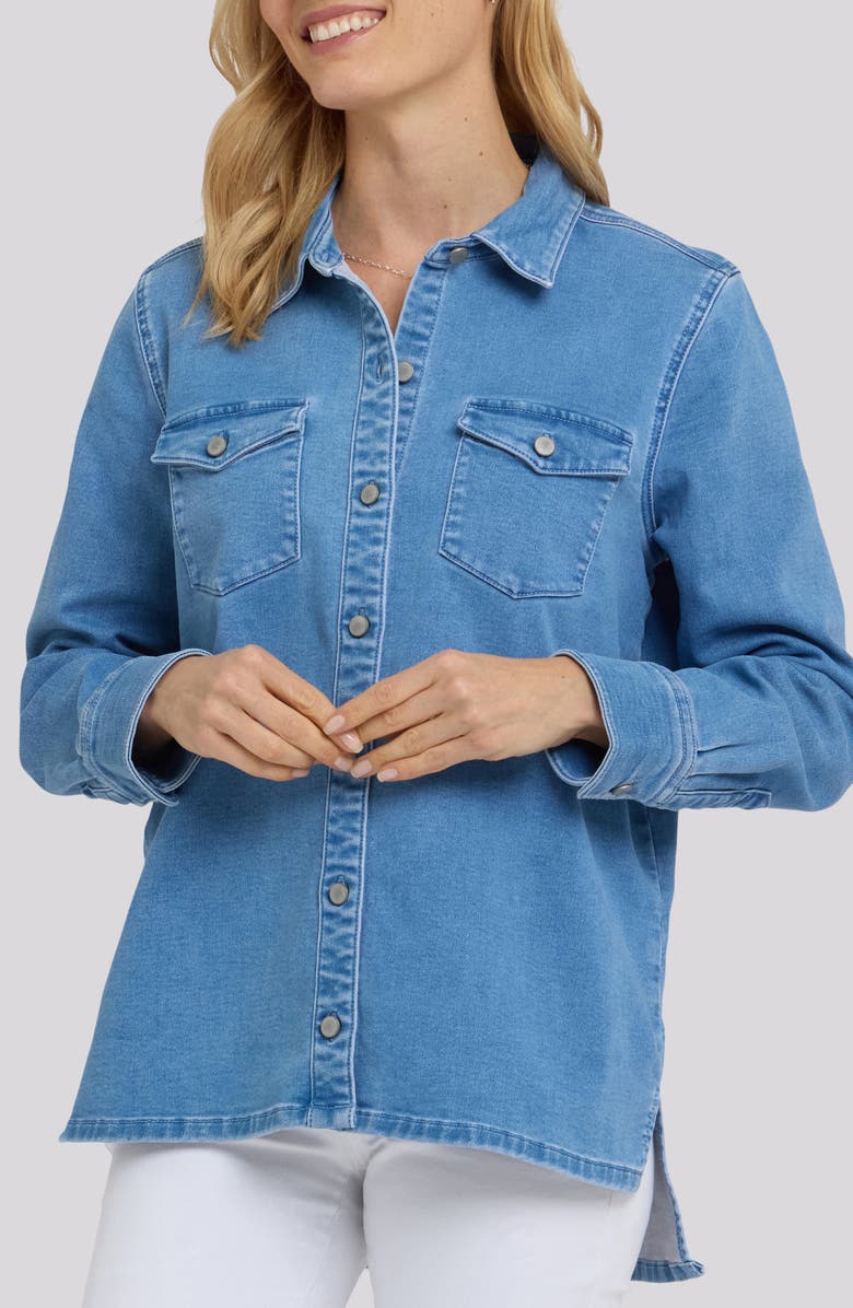 NYDJ Oversize Denim Button-Up Shirt, Main, color, Light Indigo