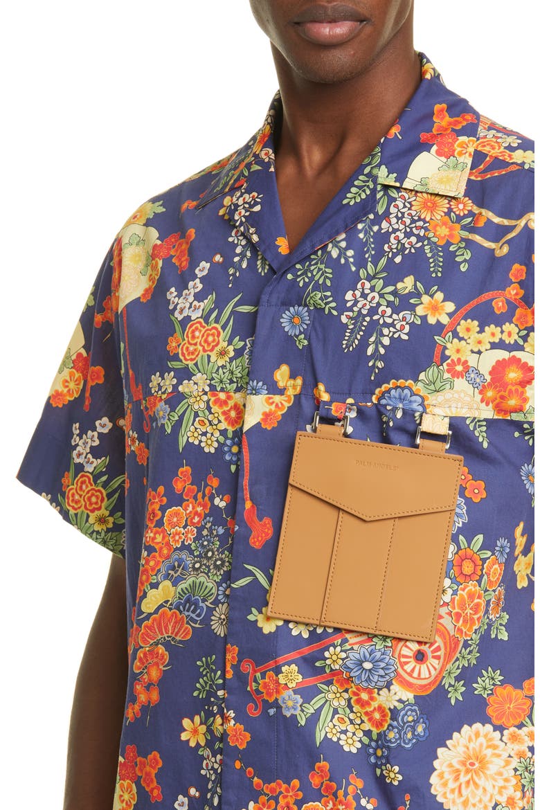 Blooming Short Sleeve Button-Up Shirt, Alternate, color, BLUE MULTICOLOR