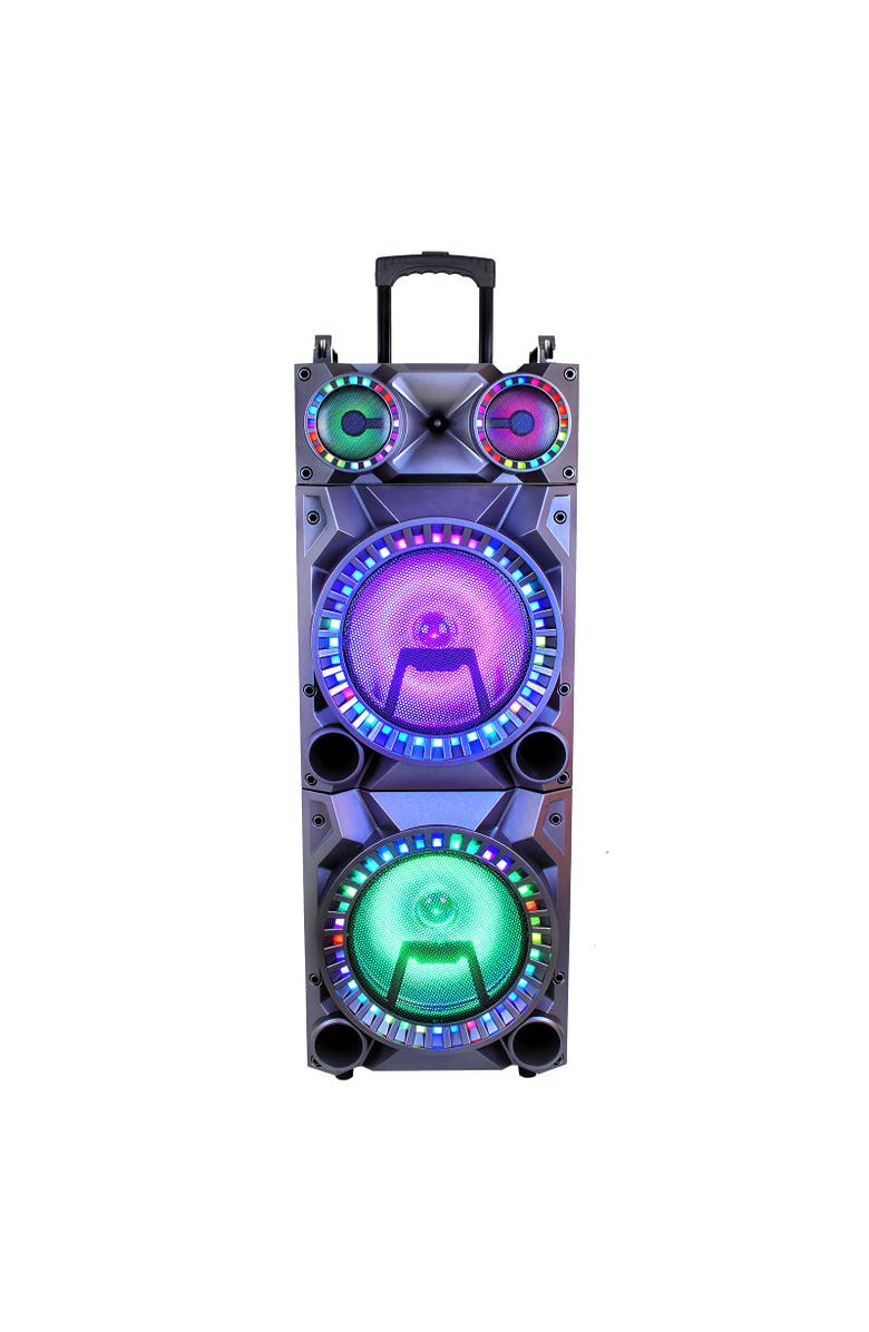 Befree Sound Rechargeable Bluetooth 12in Double Subwoofer Portable Party Speaker, Main, color, Grey