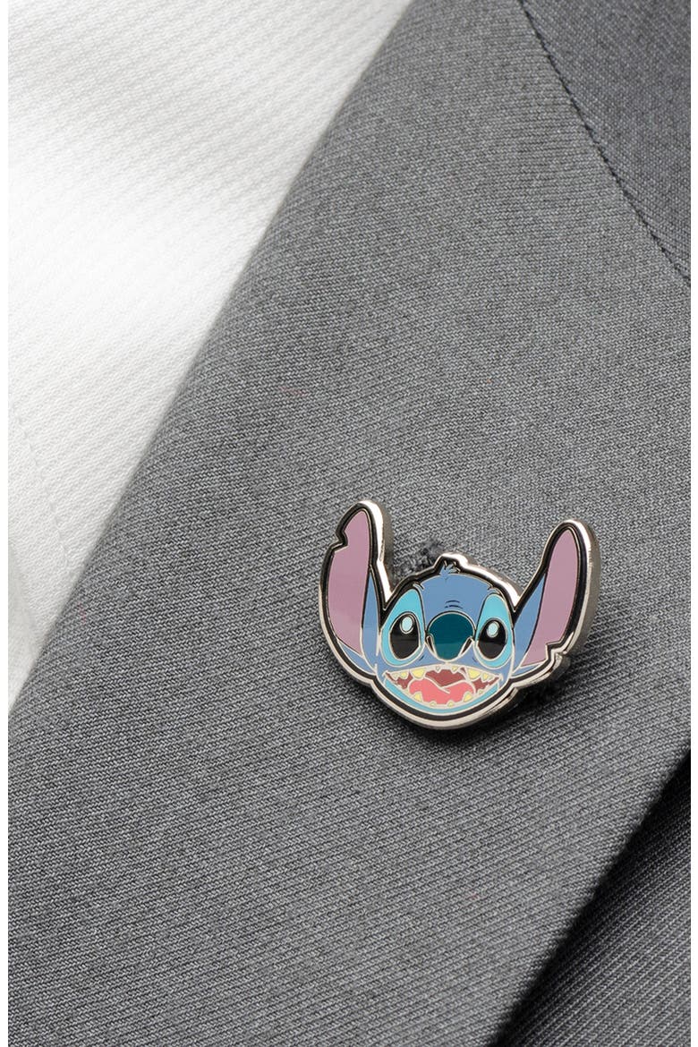 Stitch Happy Face Lapel Pin, Alternate, color, SILVER