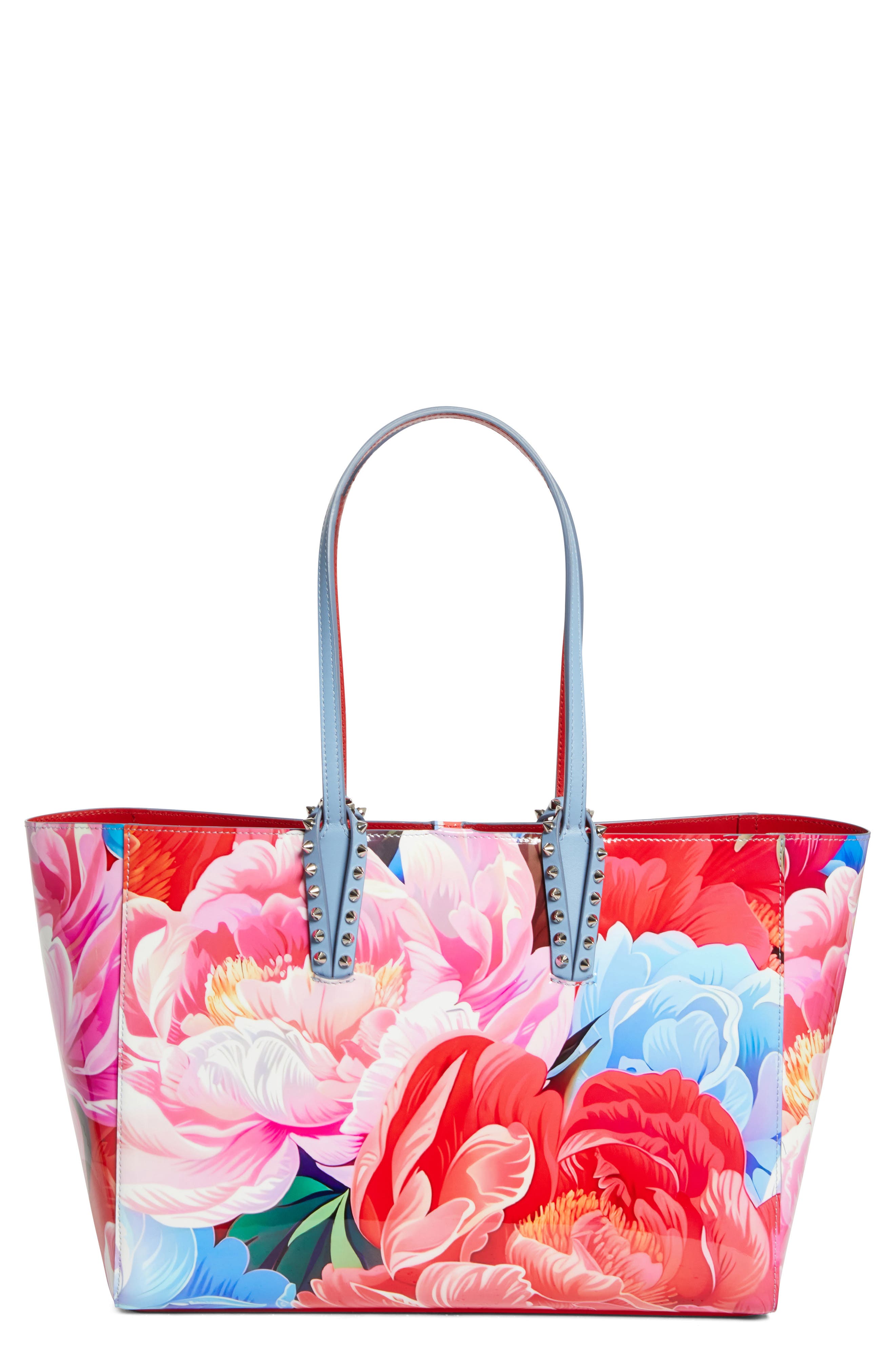 Christian Louboutin Small Cabata Soft Floral Patent Leather Tote, Main, color, M251 Multi/Silver
