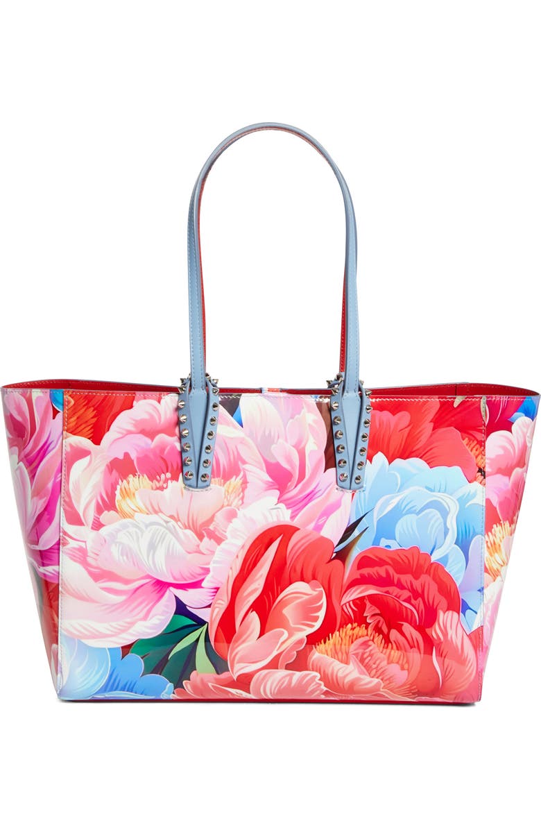 Christian Louboutin Small Cabata Soft Floral Patent Leather Tote, Main, color, M251 Multi/Silver