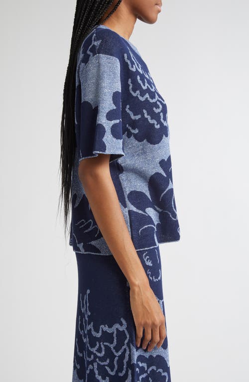 Marimekko Suloinen Pioni Floral Sweater Shirt In Blue