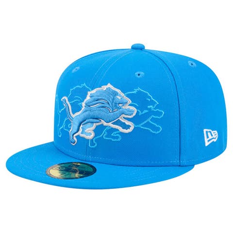 Men's New Era Blue Detroit Lions Tri-Hit 59FIFTY Fitted Hat