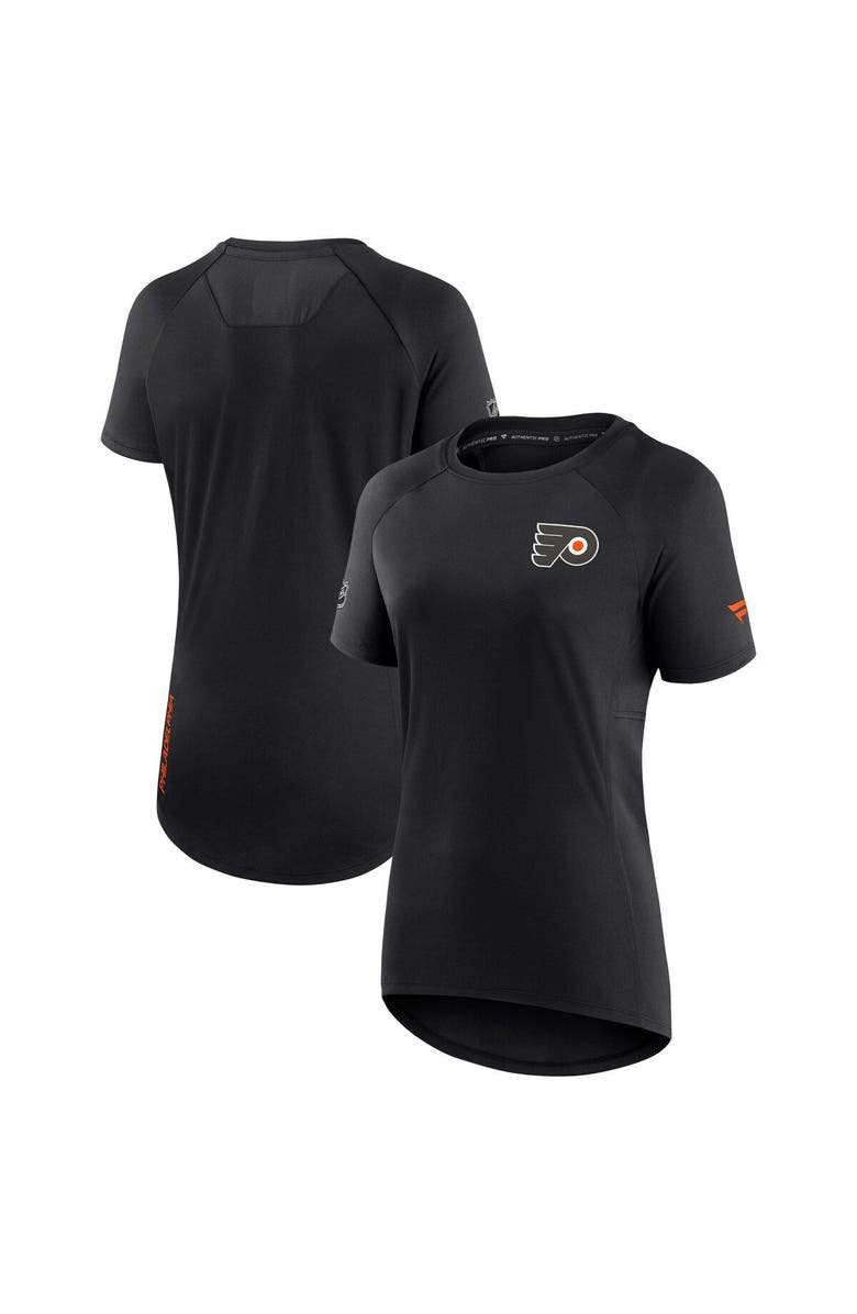 FANATICS Women's Fanatics Branded Black Philadelphia Flyers Authentic Pro Rink Raglan Tech T-Shirt, Main, color, Black