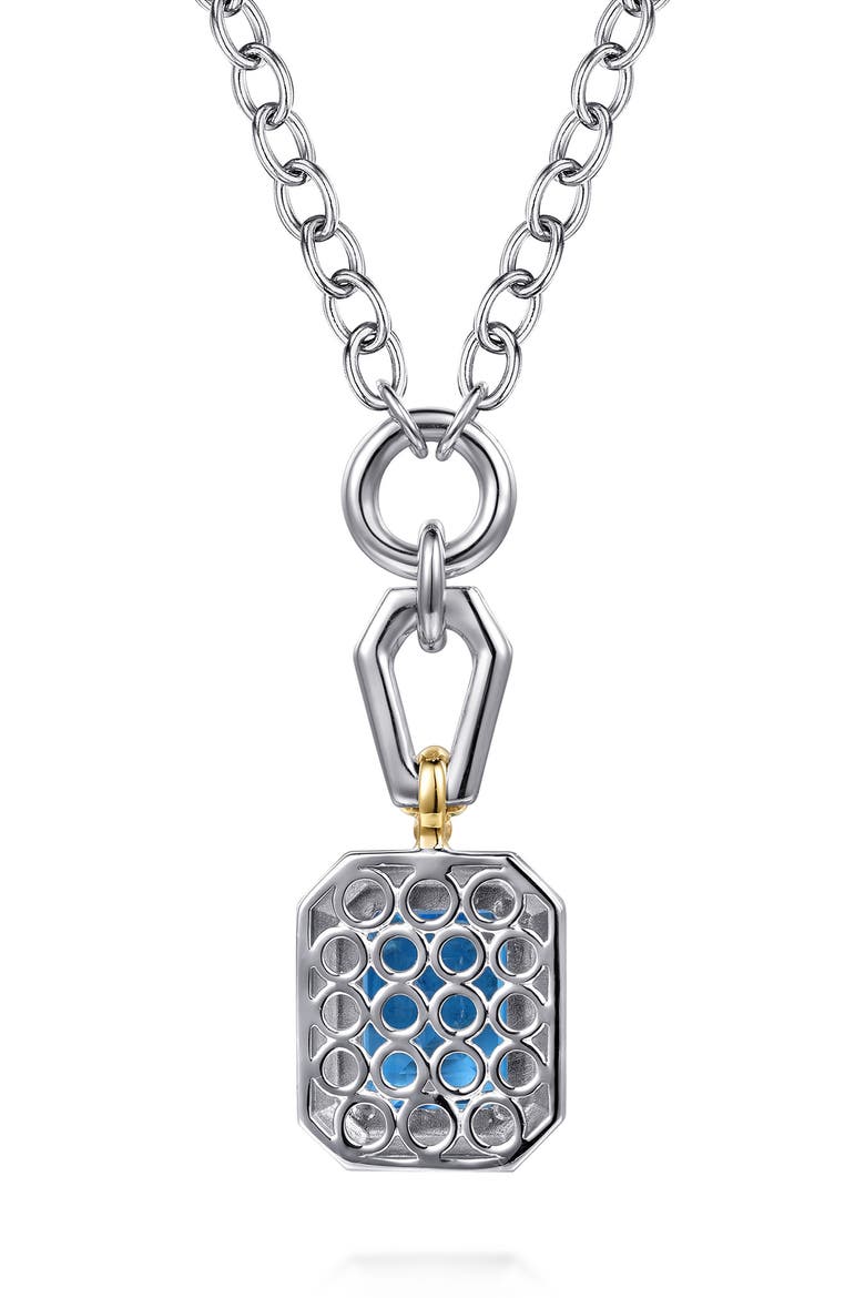 Bujukan Sterling Silver & 14K Gold Blue Topaz Pendant NecklaceBujukan, Alternate, color, STERLING SILVER