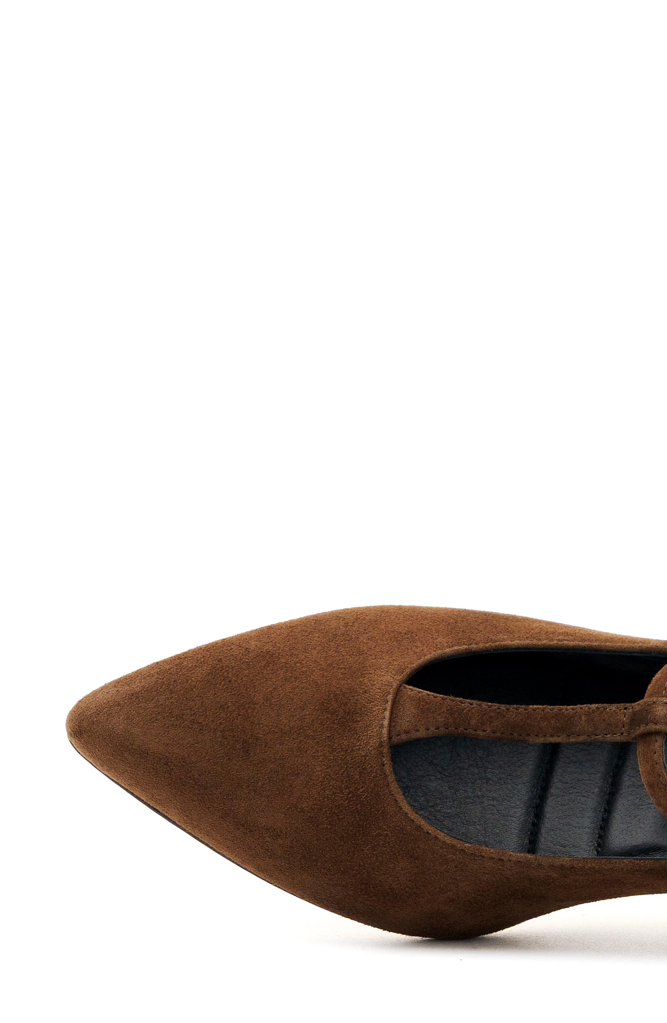 Acciaio Leather T-Strap Pump, Alternate, color, DARK BROWN