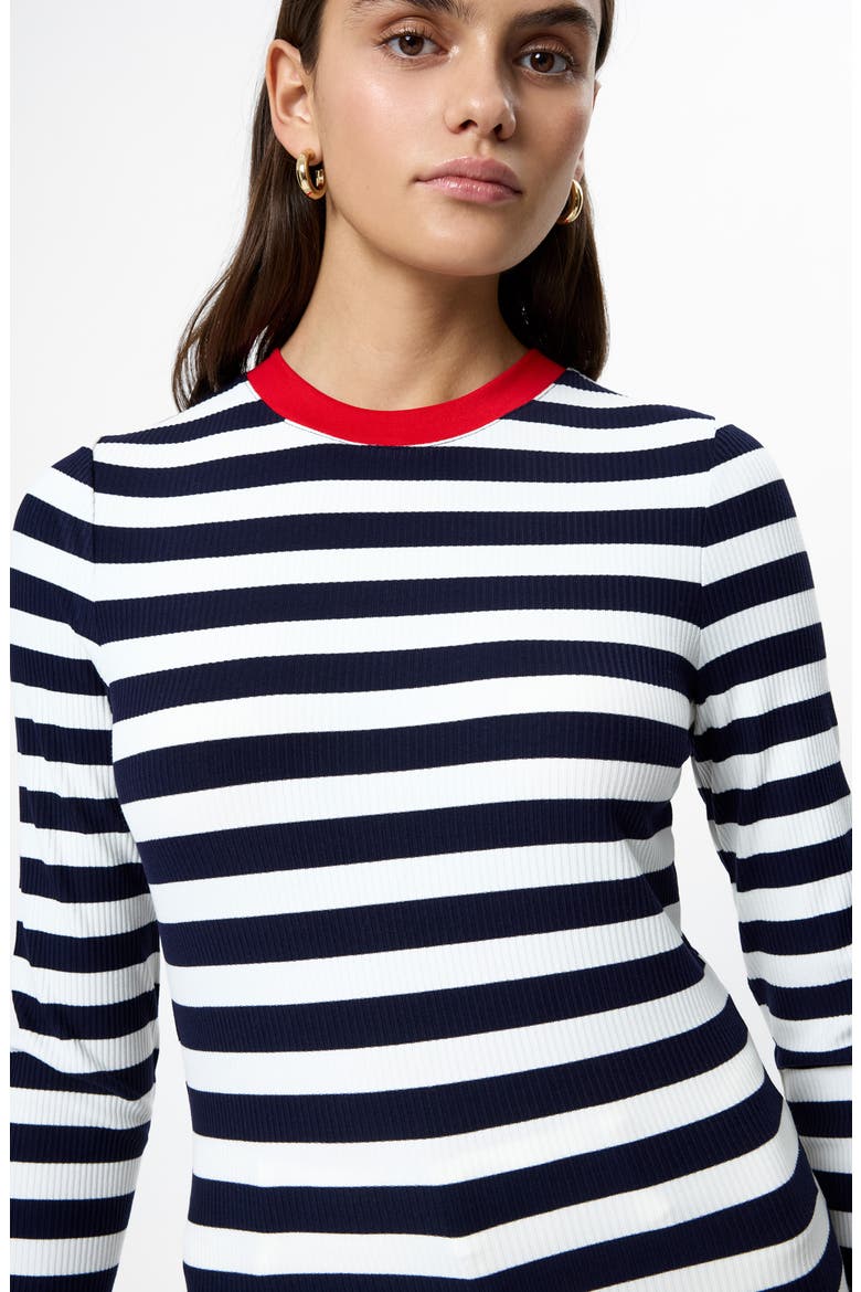 Esmae Stripe Rib Top, Alternate, color, 40-MARINE-WHITE