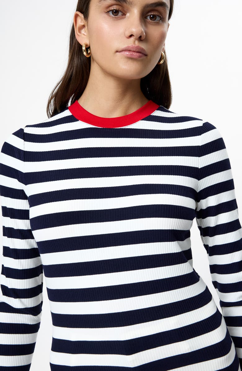 French Connection Esmae Stripe Rib Top, Alternate, color, 40-Marine-White