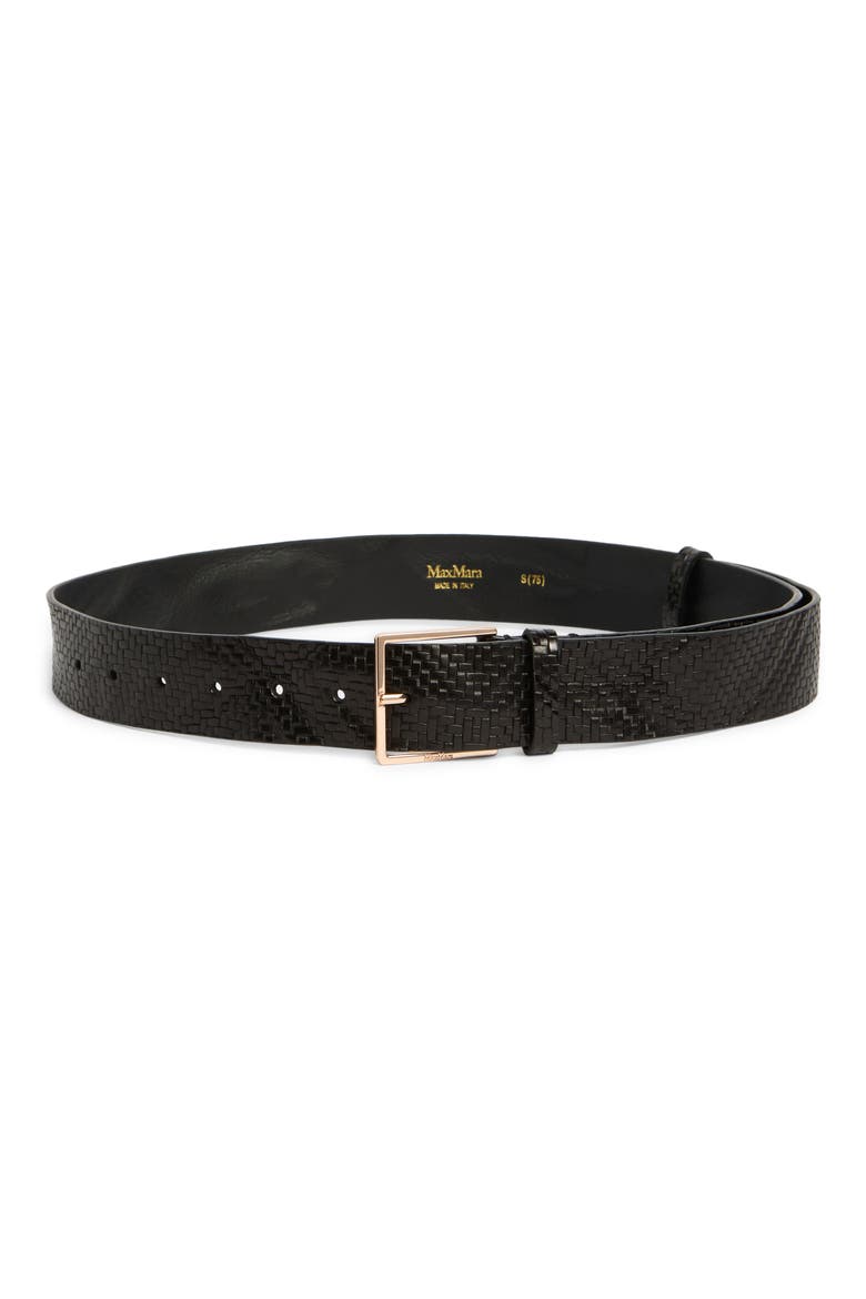 Mxatrine Leather Belt, Main, color, BLACK