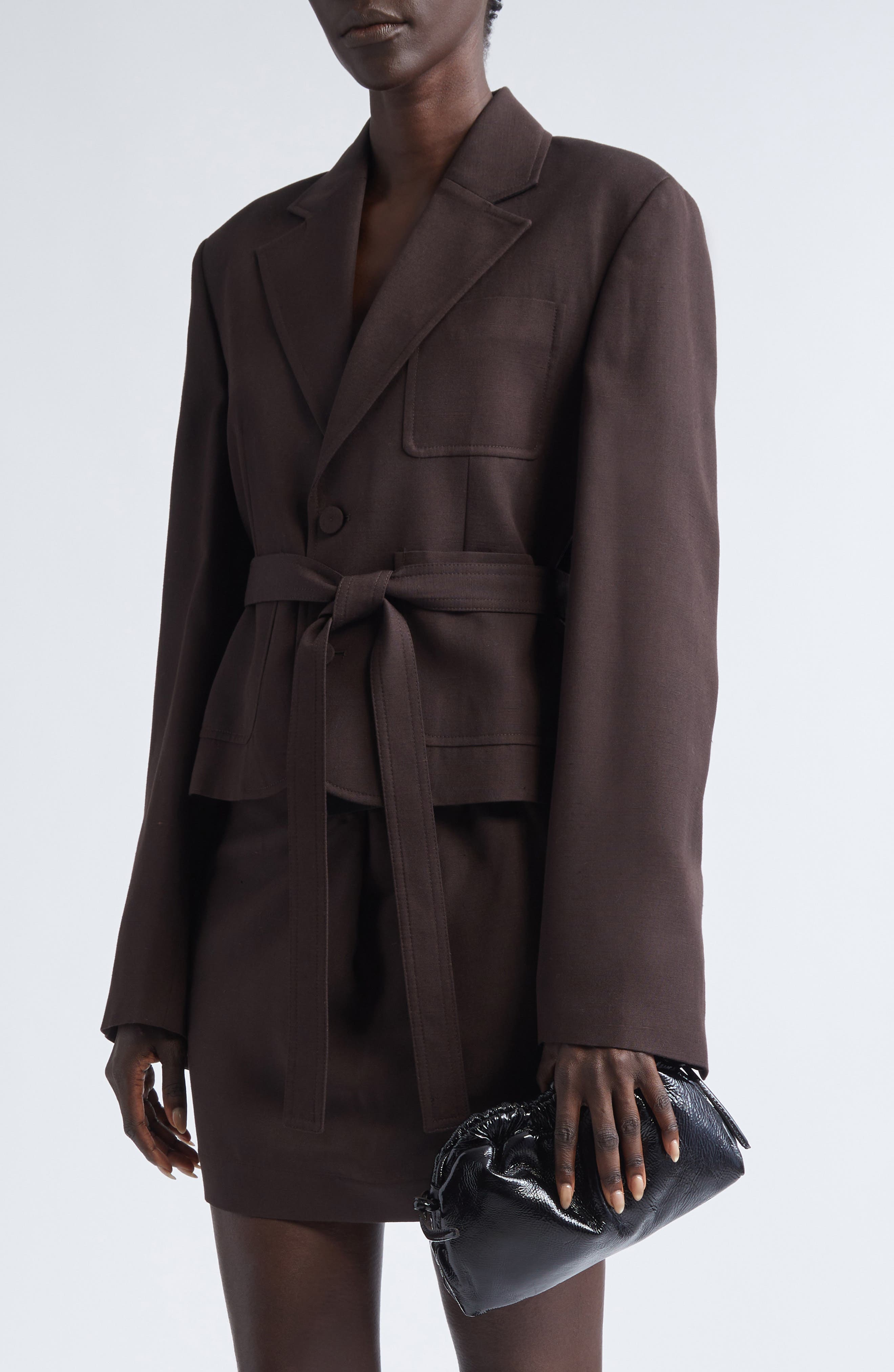 Mansur Gavriel Mini Cloud Leather Clutch, Alternate, color, Black Flamma