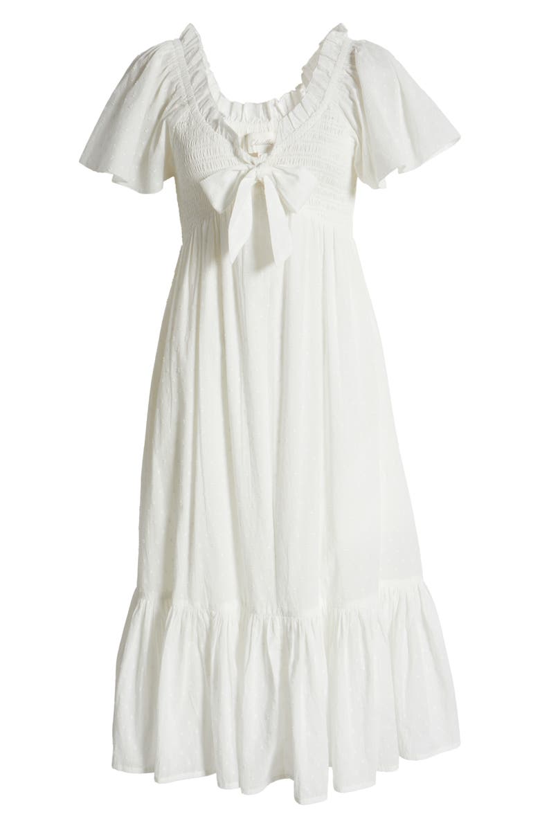 Cleobella Ashlyn Organic Cotton Dobby Midi Dress, Alternate, color, Ivory