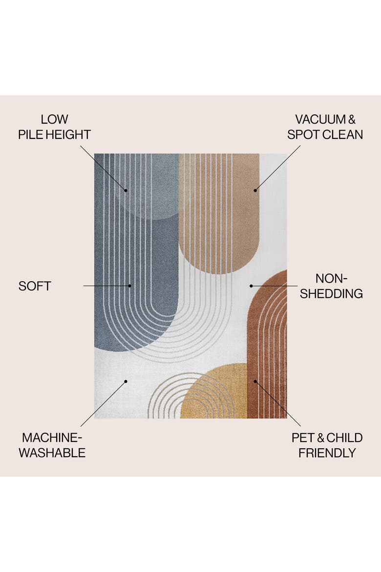 Arches Contemporary Minimalist Machine-Washable Area Rug, Alternate, color, Multi