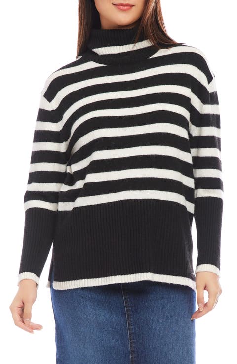 Stripe Turtleneck Sweater