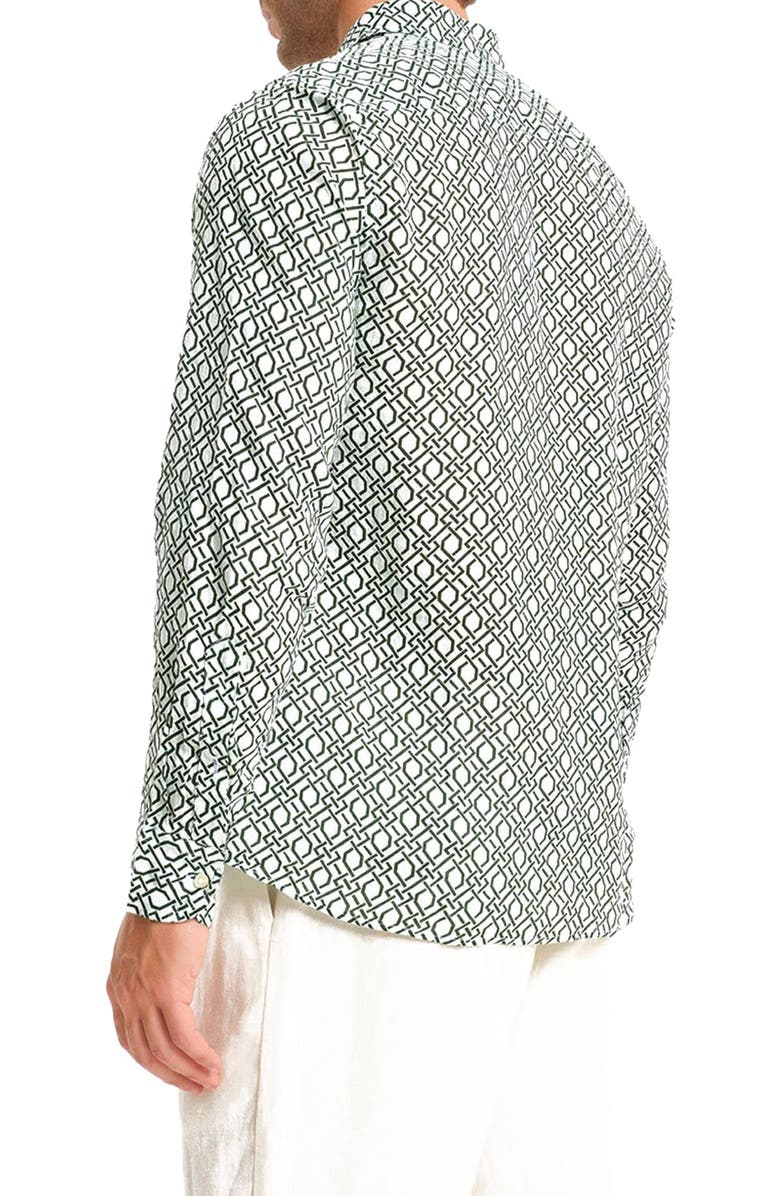 Peninsula Swimwear Giglio Linen Shirt, Alternate, color, Green Multicolor