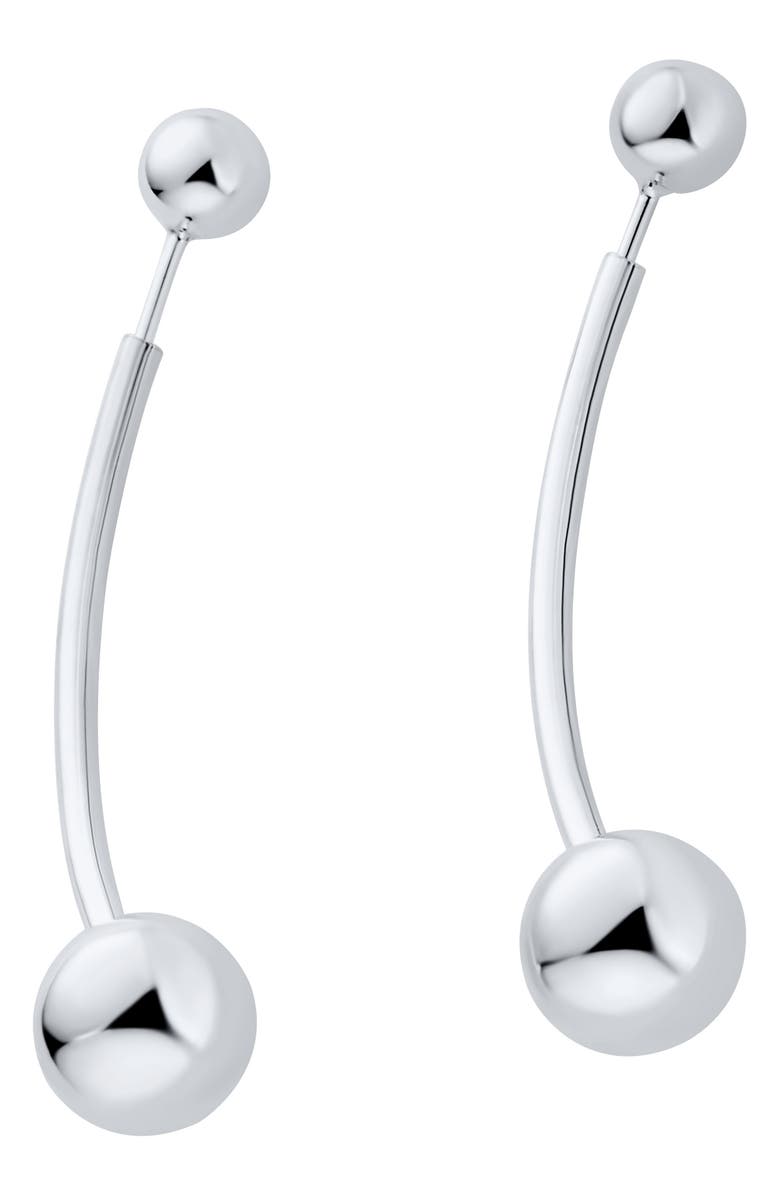 BLING JEWELRY Modern Geometric Front/Back Linear Earrings, Main, color, Silver