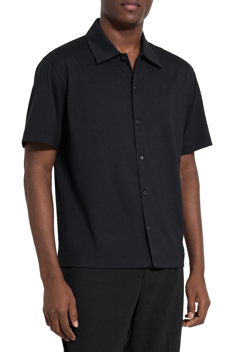 Relaxed Short Sleeve Button-Up Shirt, Alternate, color, BLACK - 001