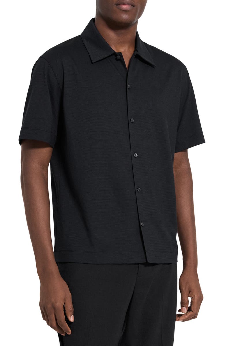 Theory Relaxed Short Sleeve Button-Up Shirt, Alternate, color, Black - 001