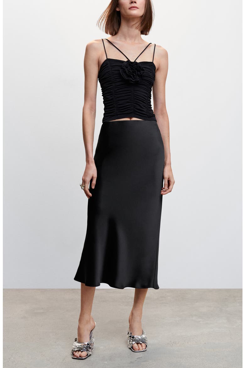 Stretch Satin Skirt, Alternate, color, BLACK