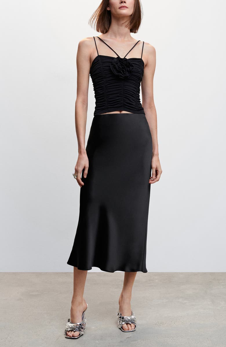 MANGO Stretch Satin Skirt, Alternate, color,