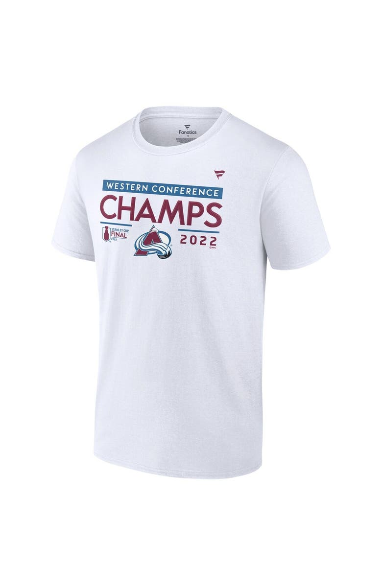 FANATICS Men's Fanatics Branded White Colorado Avalanche 2022 Western Conference Champions Big & Tall Locker Room T-Shirt, Alternate, color, 