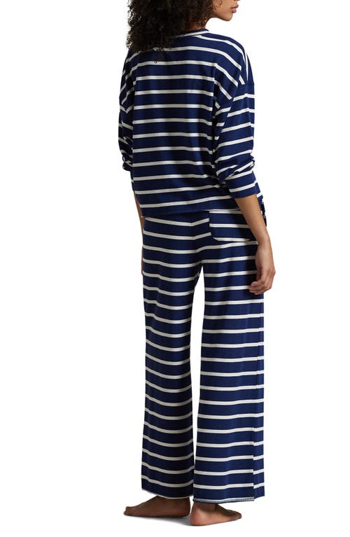 Shop Polo Ralph Lauren Sweatshirt & Wide Leg Pajamas In Sailing Stripe