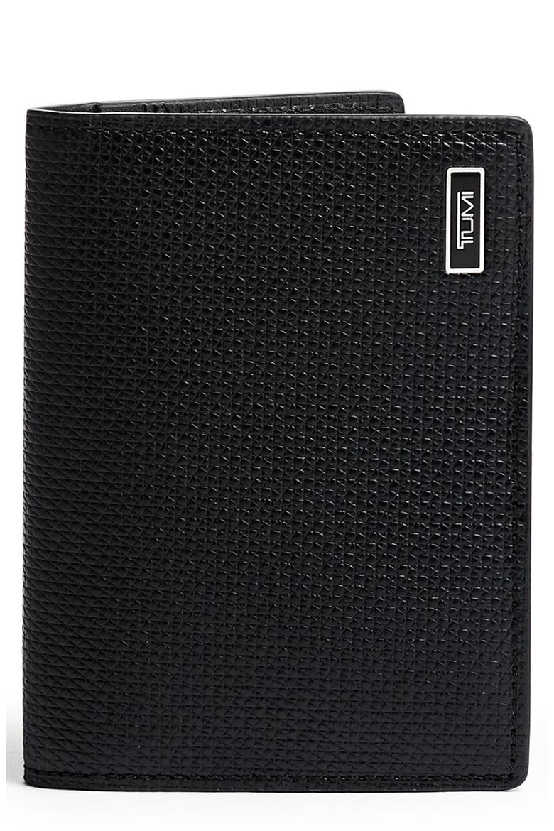 Monaco Folding Leather Card Case, Main, color, BLACK