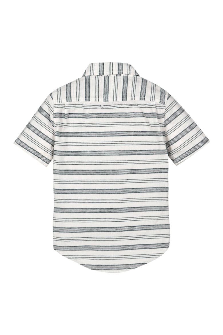 Baby Boys' Linen Short Sleeve Button Down Shirt, Infant, Alternate, color, Black and White Stripe Linen