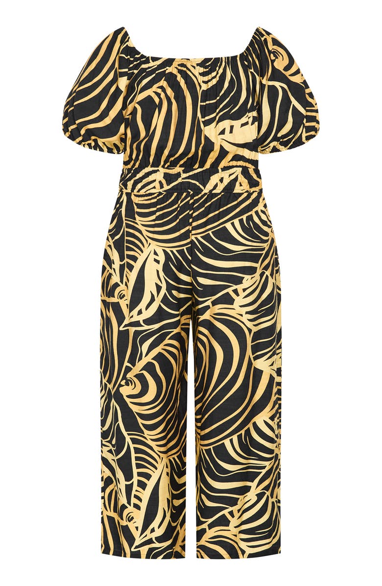 City Chic Erica Swirl Off the Shoulder Jumpsuit, Alternate, color, Sea Swirl