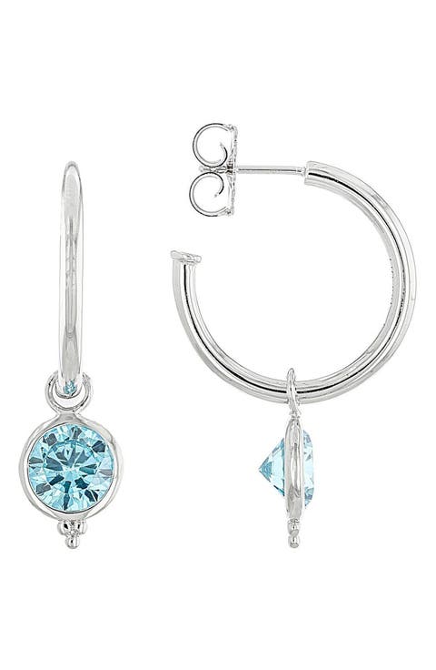 Blue CZ Hoop Earrings