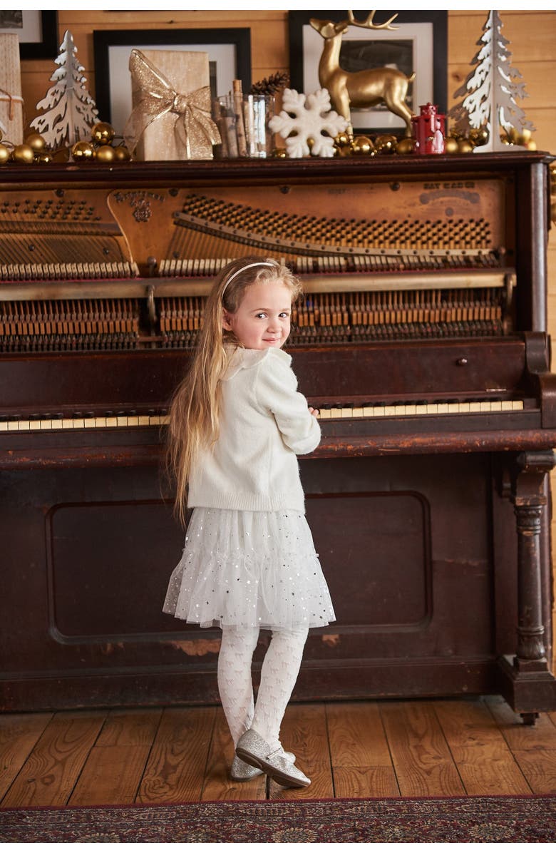 Deux par Deux Girl's Glittering Tulle Skirt Off White, Alternate, color, Off White