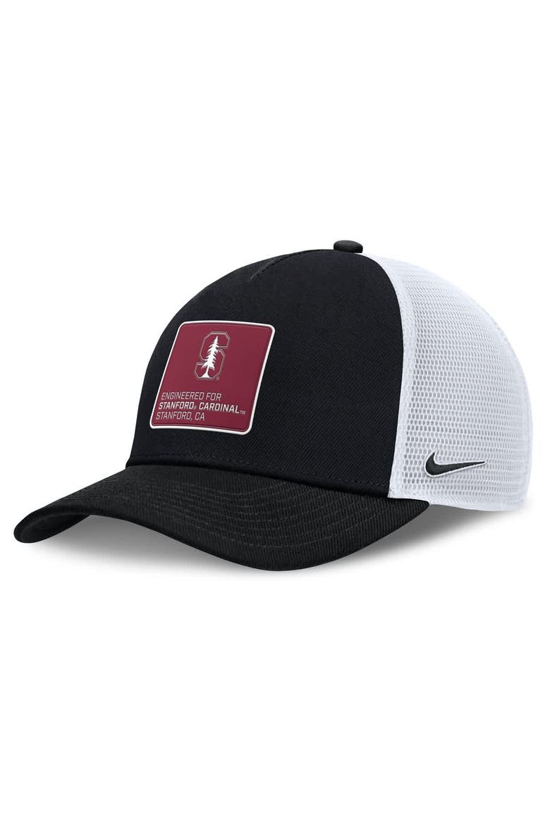 Men's Nike  Black/White Stanford Cardinal 2025 On-Field Rise Engineered Trucker Adjustable Hat, Main, color, Black