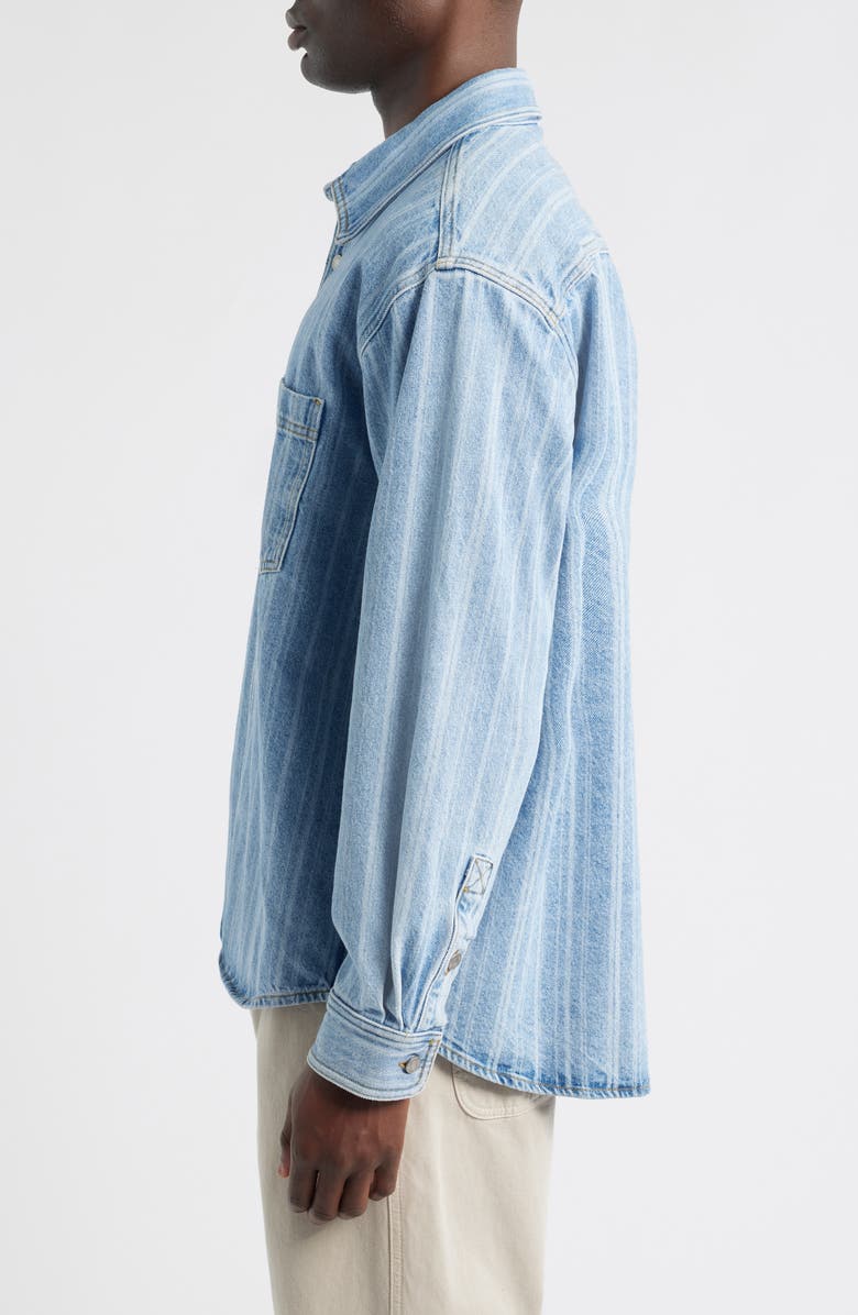 Carhartt Work In Progress Rylan Stripe Cotton Denim Button-Up Shirt Jacket, Alternate, color, Rylan Stripe Blue Stone