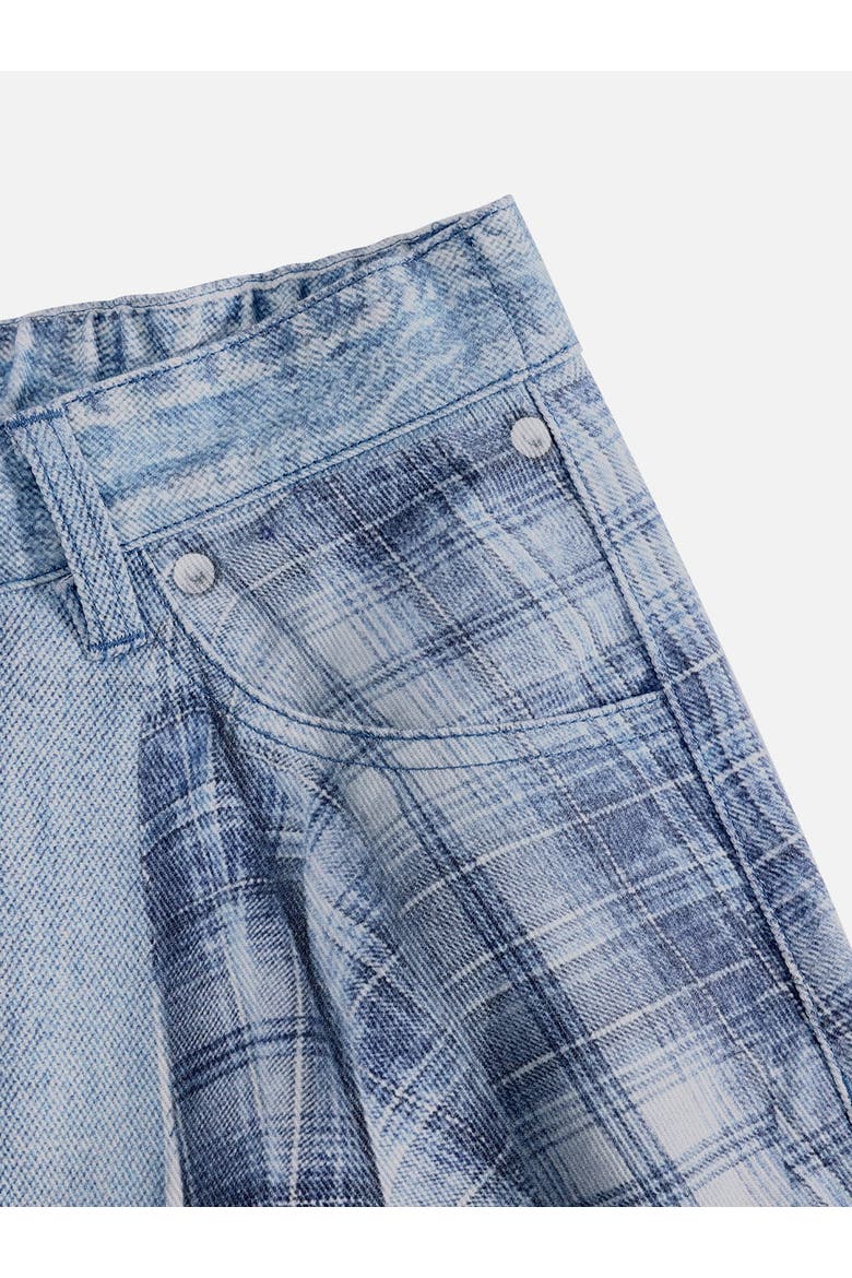 Plaid Panel Chain Jorts, Alternate, color, Blue