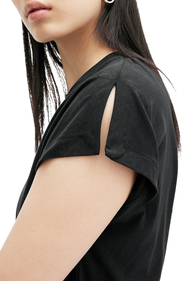 AllSaints Rue Slit Sleeve Cotton T-Shirt, Alternate, color,