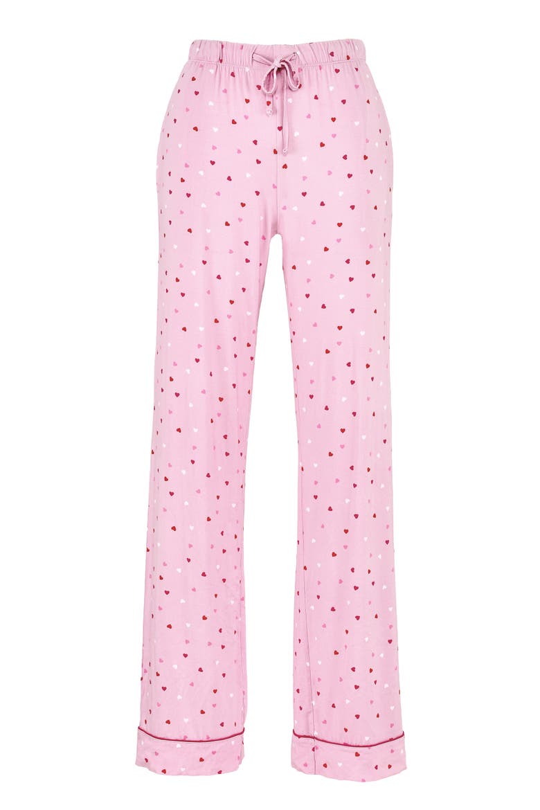 Sweetheart Long Pajama Set, Alternate, color, Light Pink, Red