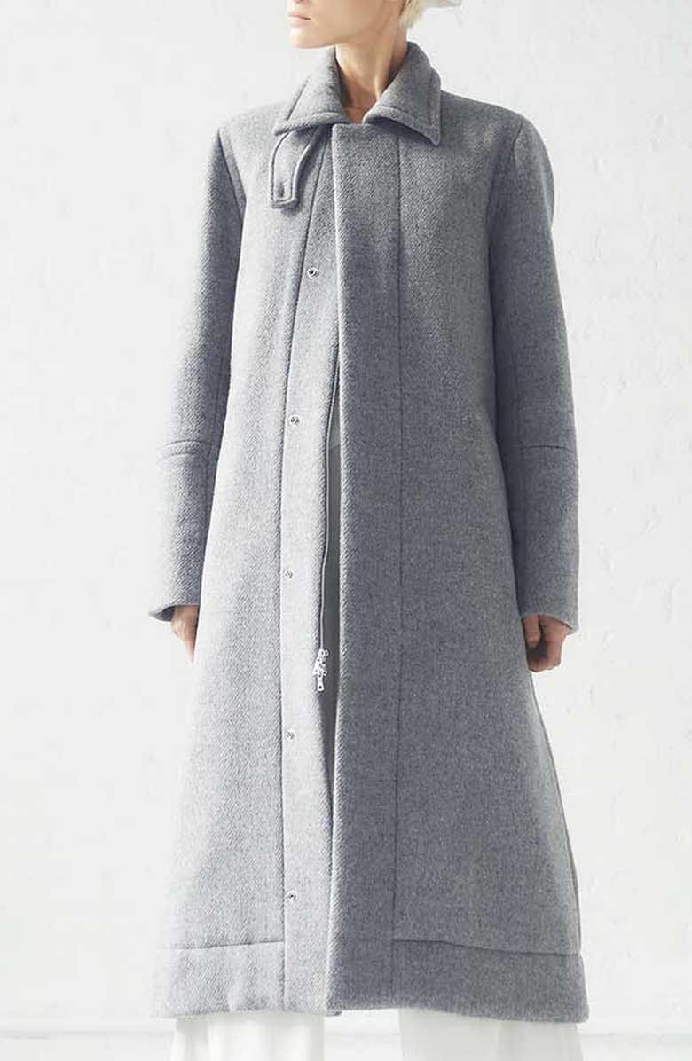 CAALO Down Wool Overcoat, Main, color, Gray