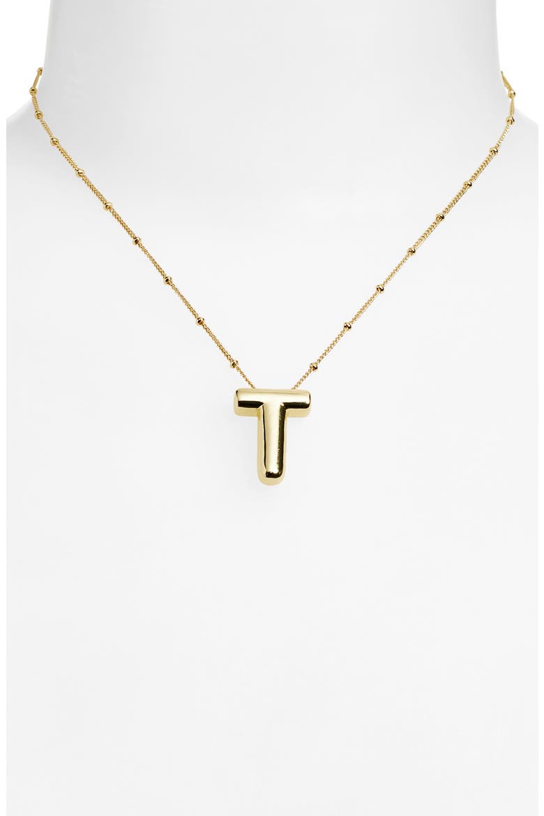 3D Initial Pendant Necklace, Alternate, color, T- GOLD