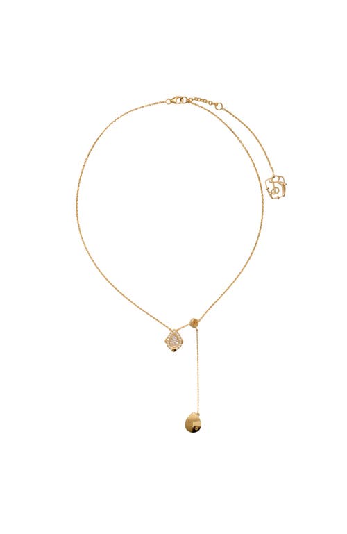 Burberry Shield Pendant Checklace In Gold/clear