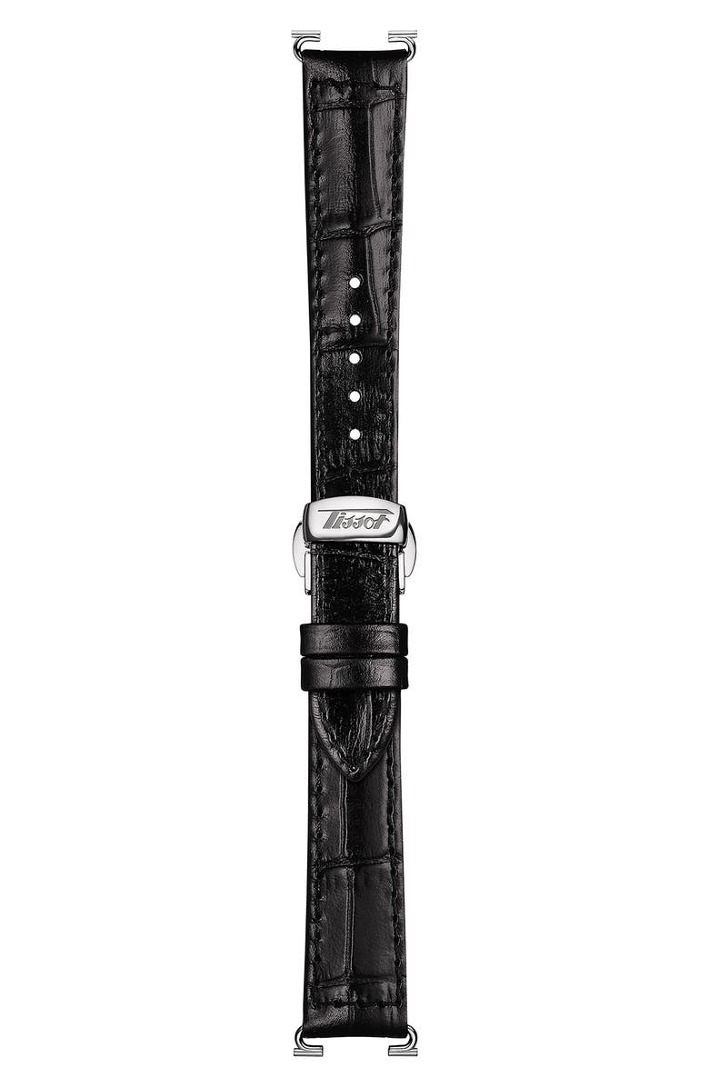 Tissot Heritage Porto Leather Strap Watch, 42.5mm x 31mm, Alternate, color, Black/ Silver