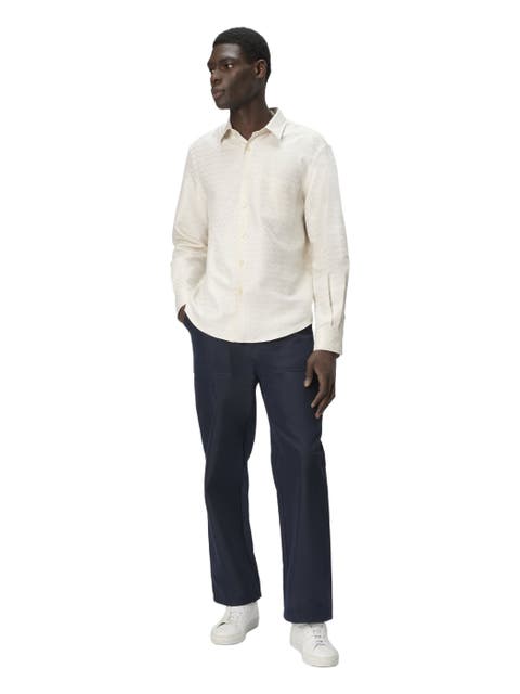 Cotton, Viscose And Linen Shirt With Shiny Zigzag Pattern