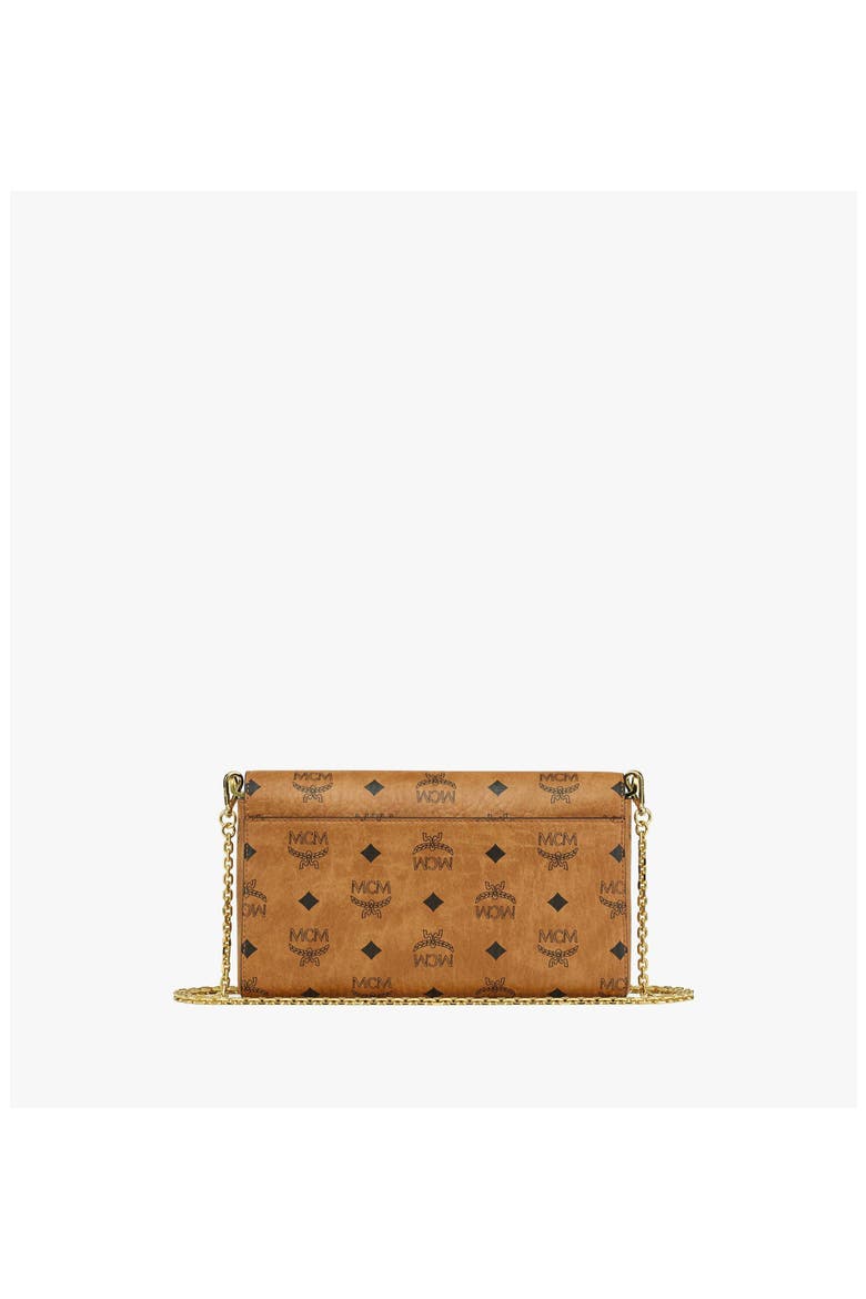 Tracy Chain Wallet in Visetos, Alternate, color, Cognac