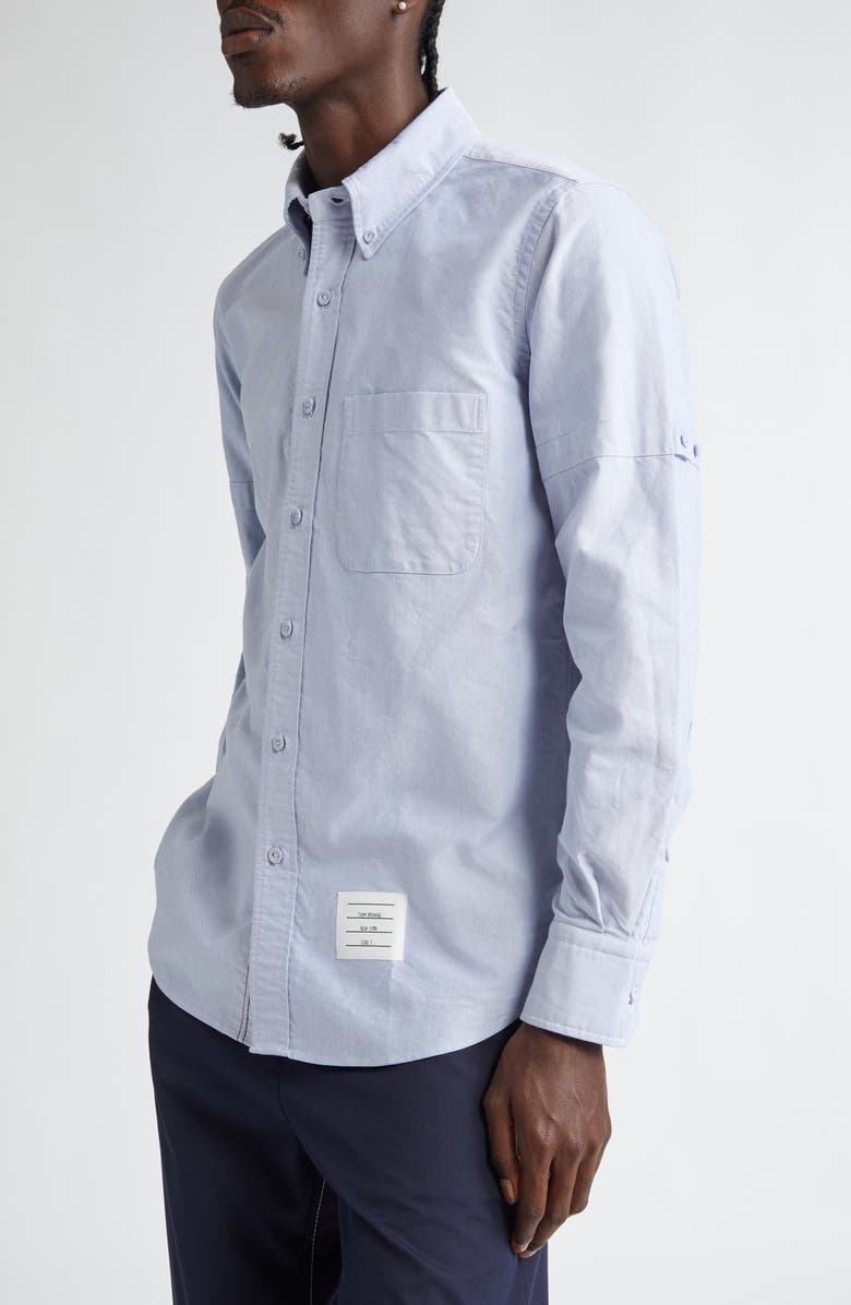 Thom Browne Straight Fit Cotton Oxford Button-Down Shirt, Alternate, color, Light Blue